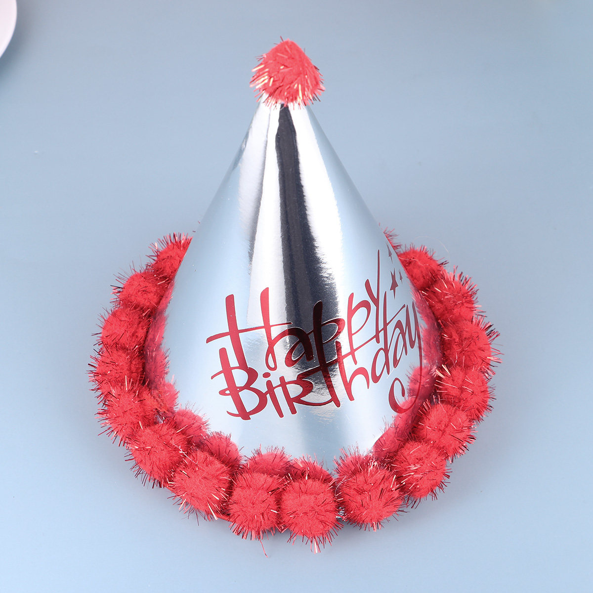 Party Hat Cone - 5個入りレーザーペーパー誕生日帽子 ポンポンコーン型パーティーキャップ デコレーション 誕生日パーティーアクセサリー フォトプロップ