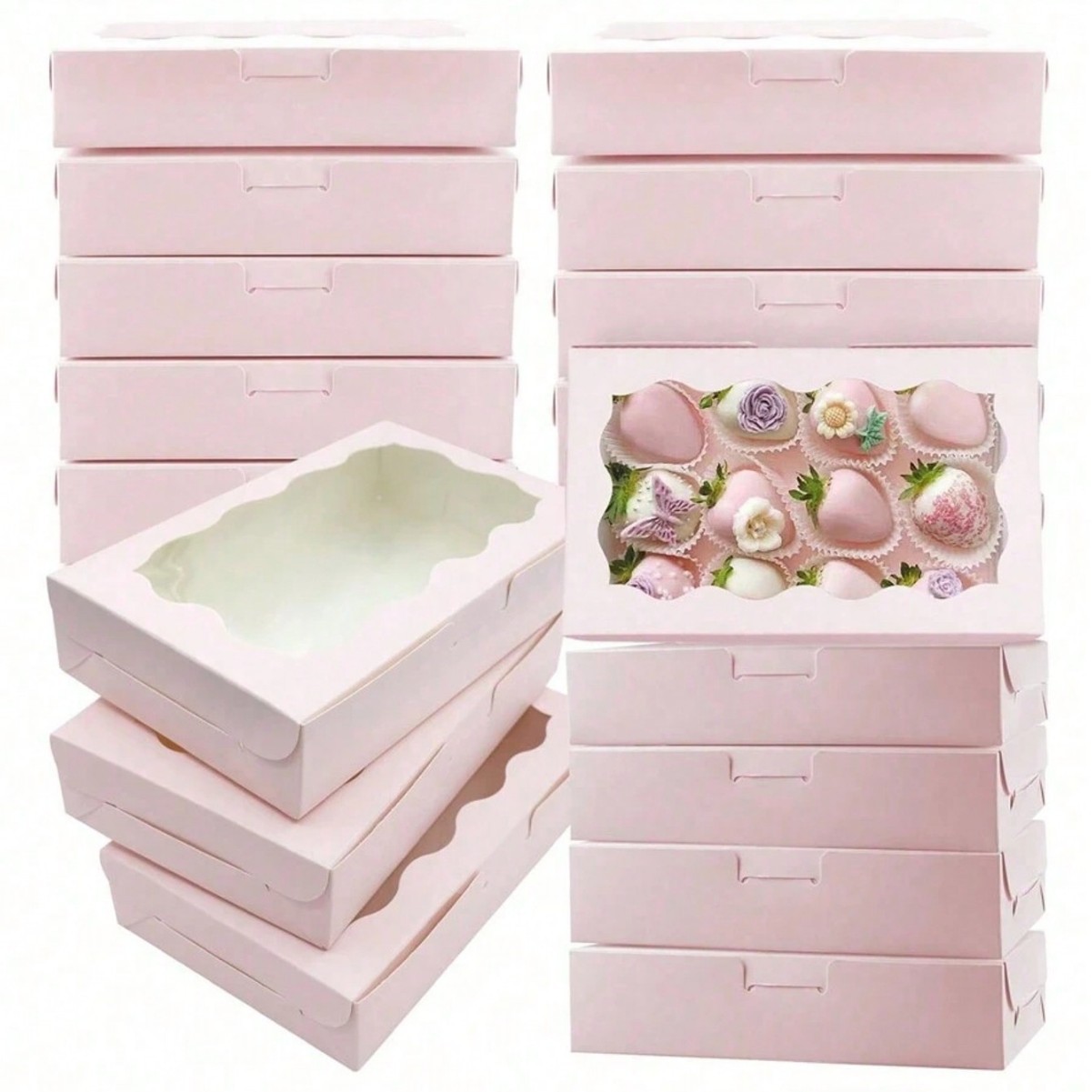 Event Party Box - 10/30/50 個クラフト紙ケーキキャンディボックス長方形オープンウィンドウ結婚式チョコレートギフト包装ボックスベーキングパーティー用品新