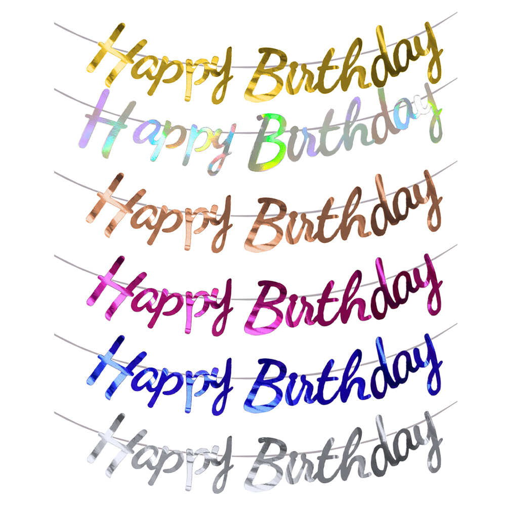 Party Banner Gold - ハッピーバースデーバナー ゴールド シルバー 誕生日 吊り下げ旗 ペナントバナー