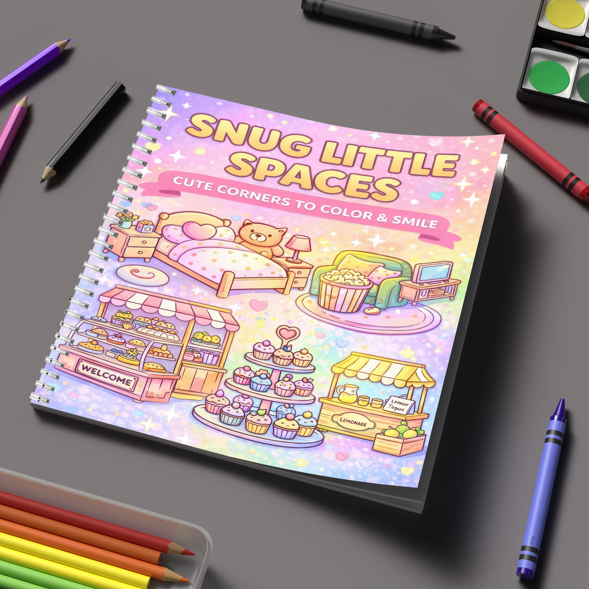 Supply Event - 塗り絵ブック リトルスペース 大人向け塗り絵ブック、誕生日プレゼント、新学期用品、大人向けのかわいい描画ブック
