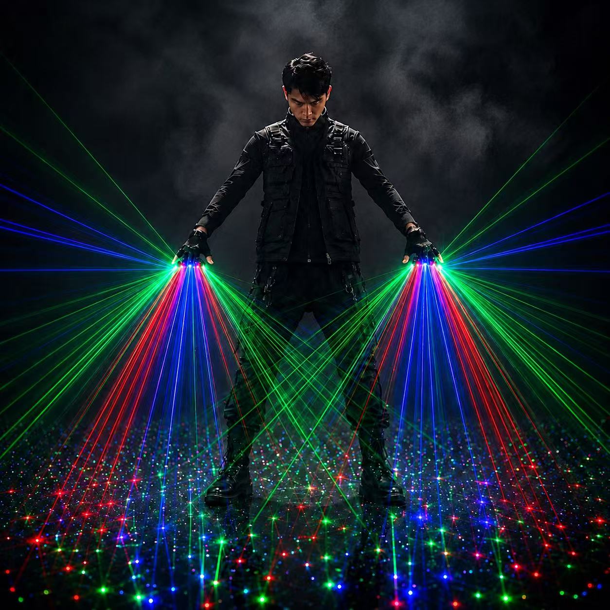 Event Party Dj - RGBレーザーグローブ 充電式 赤緑青 指先レーザーライトグローブ DJダンス ステージショー