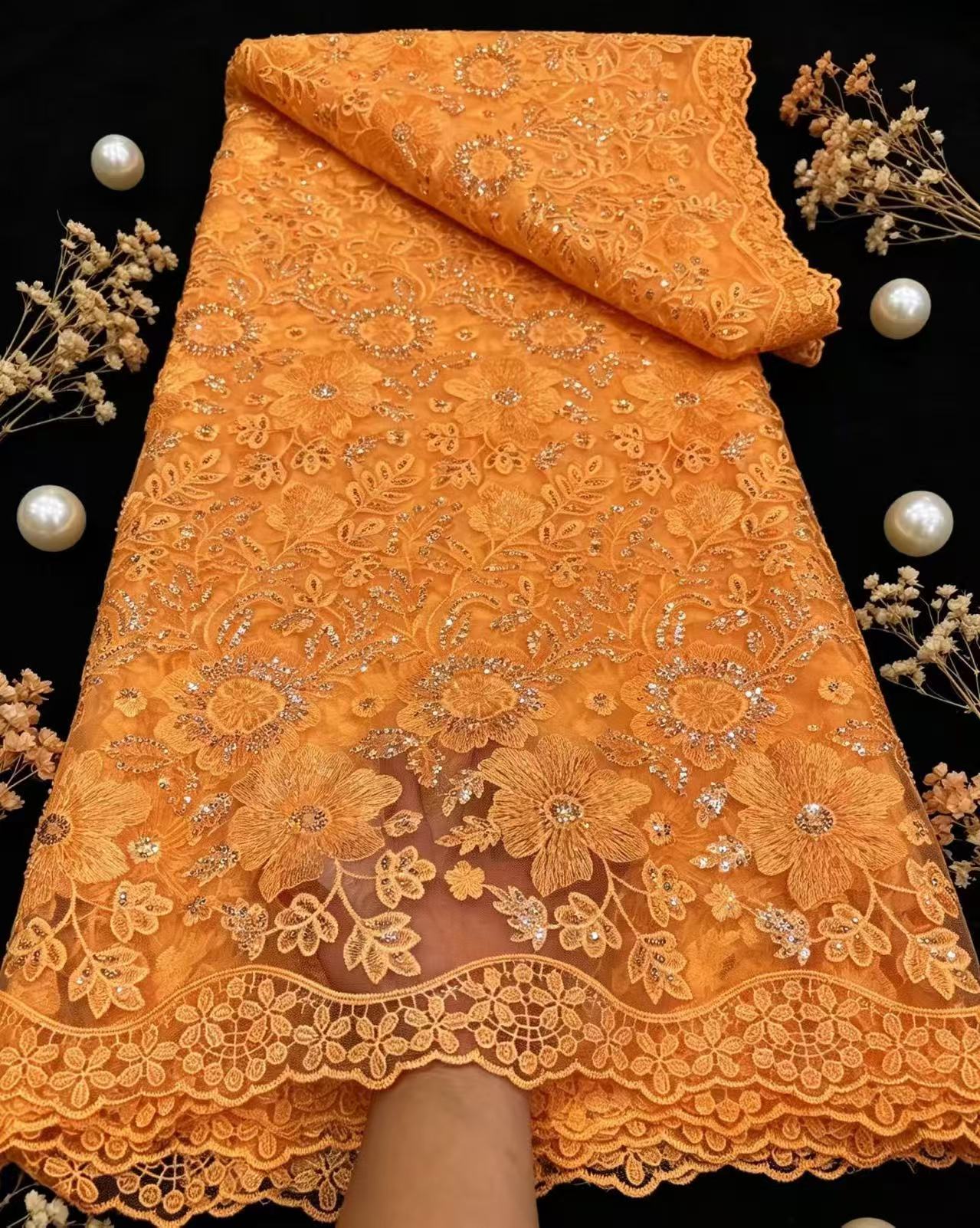 Glitter Tablecloth - 純粋なフレンチチュールネットスパンコールレース生地高品質 2026 アフリカの結婚式のレース生地女性のためのイブニングパーティードレス 5ヤード