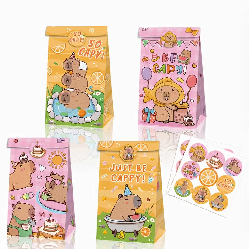 Event Party Box - 12/24/48 個カピバラキャンディバッグ誕生日パーティー用品お祝いパーティーギフトバッグ漫画パターンサプライズボックス紙袋