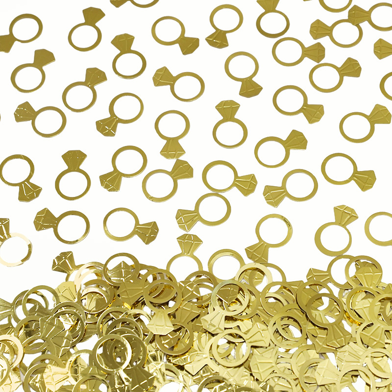 Papercraft Supply Confetti - 50 ピース/バッグゴールドダイヤモンドリング紙吹雪箔テーブル散布装飾結婚式独身パーティーの装飾 DIY クラフト用品