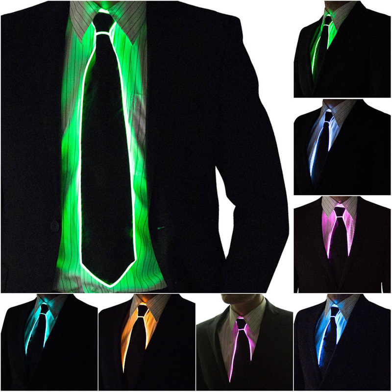 Event Party Dj - 男性光るネクタイ EL ワイヤーネオン LED 発光パーティーハロウィンクリスマス発光ライトアップ装飾 DJ