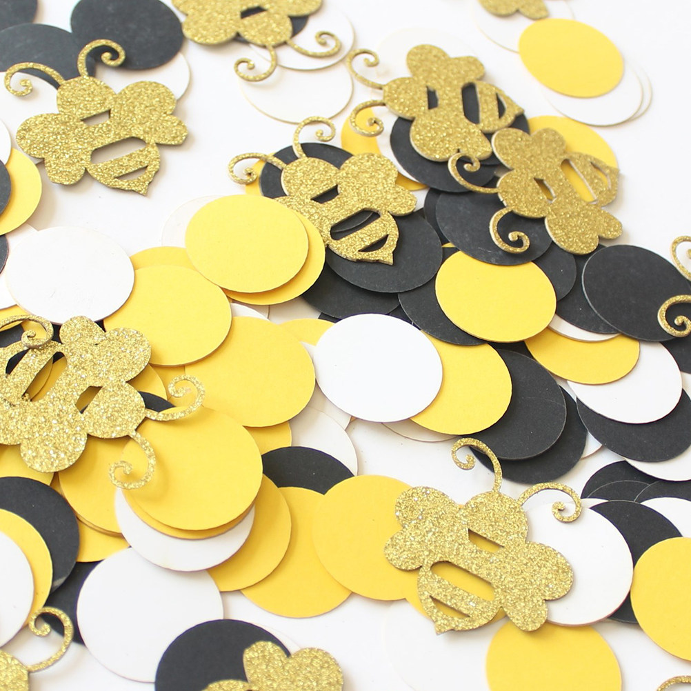Papercraft Supply Confetti - 1セット カートゥーン蜂柄ペーパースクラップ ラウンドコンフェッティ ウェディングデコレーション パーティー記念日デコレーション DIYクラフト用品