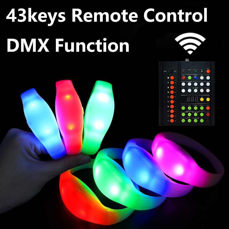Event Party Dj - DMX発光リストバンド LEDシリコンブレスレット 43キー リモコン付き パーティーイベント DJバー