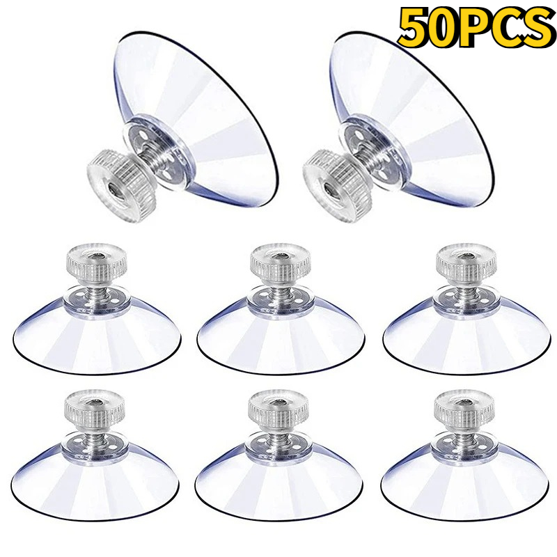 Plastic Cup 50Pcs - 5/50 個 25/32/41 ミリメートルラウンド強力透明吸盤ネジ付きプラスチック吸盤粘着吸盤ホルダーネジナット付き