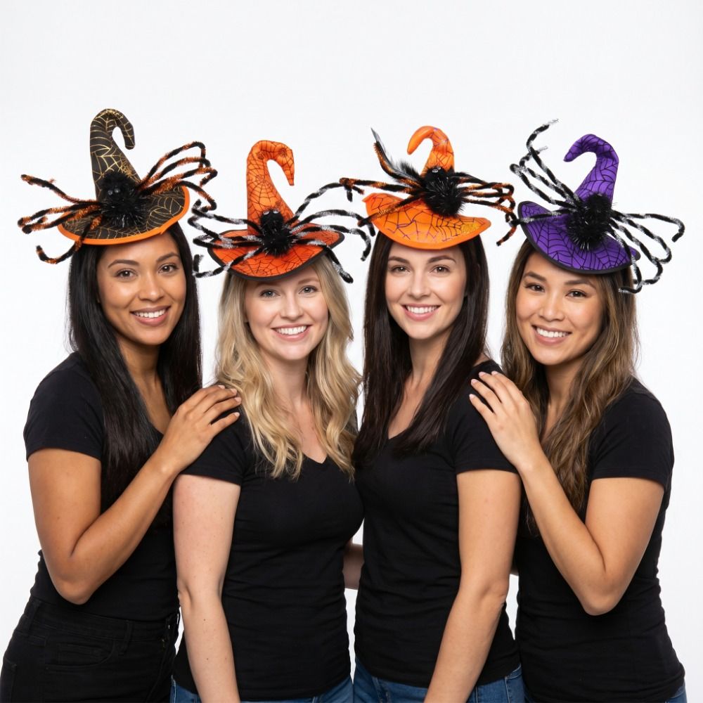 かわいいスパイダー ハロウィン ウィッチハット ヘッドバンド - Party Hat Cone のレビューと価格