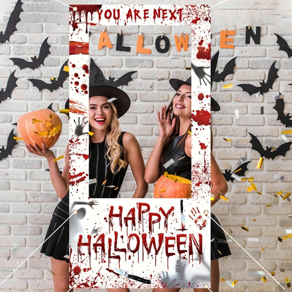 ハッピーハロウィン写真背景、ホラー血まみれの手形フォトブース - Photo Booth Frame のレビューと価格