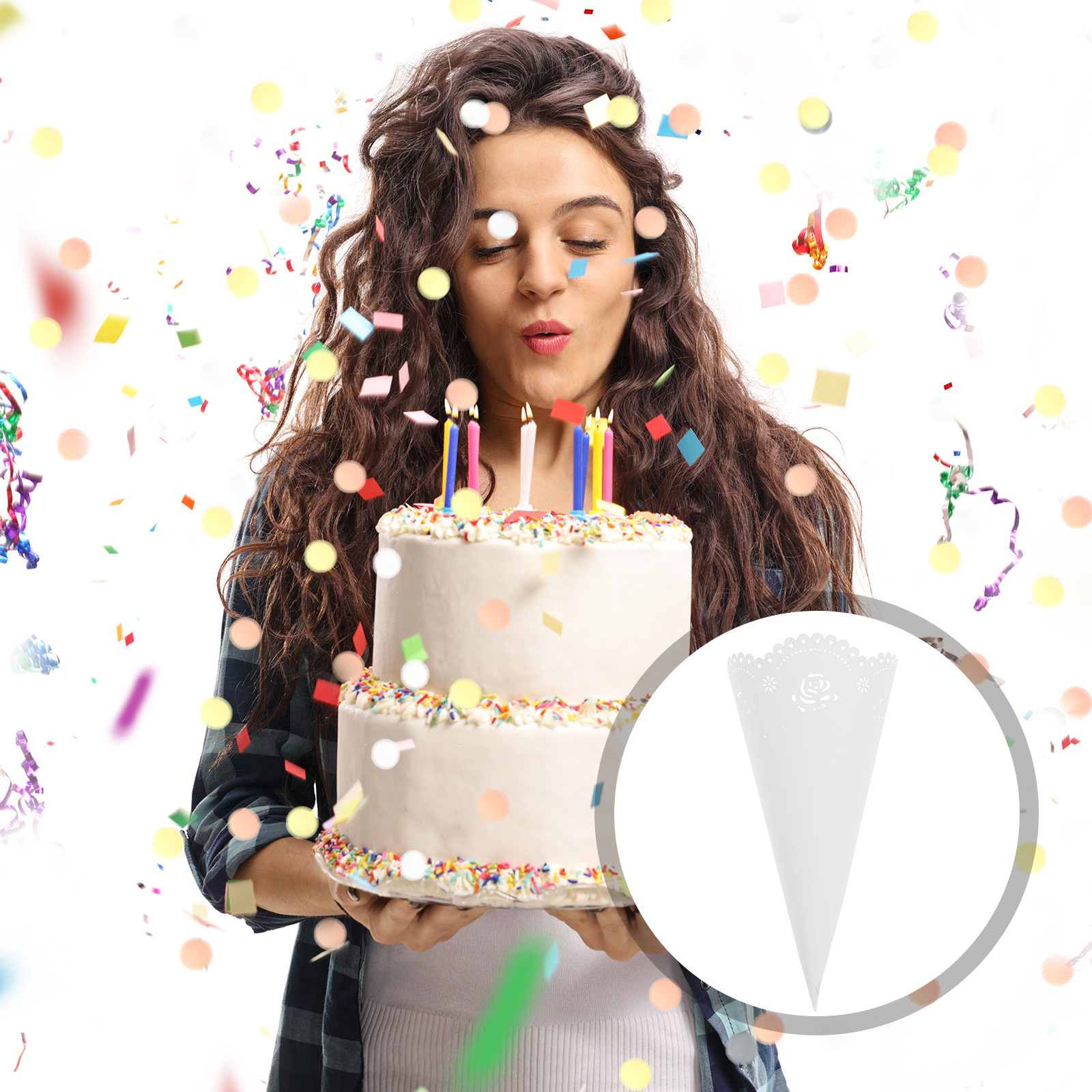 20個入り中空コンフェッティホルダー プレミアムペーパーコー - Papercraft Supply Confetti のレビューと価格