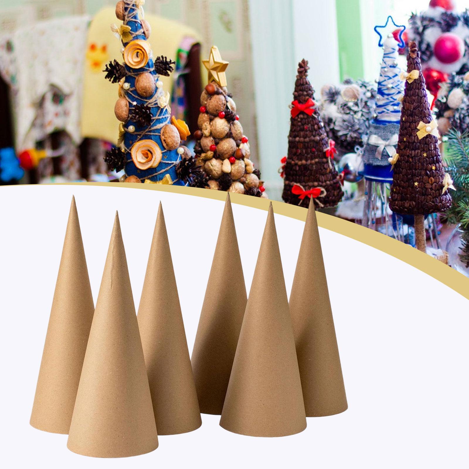6個のクラフト紙製マシェコーン、クリスマスツリーの飾り、DI - Party Hat Cone のレビューと価格