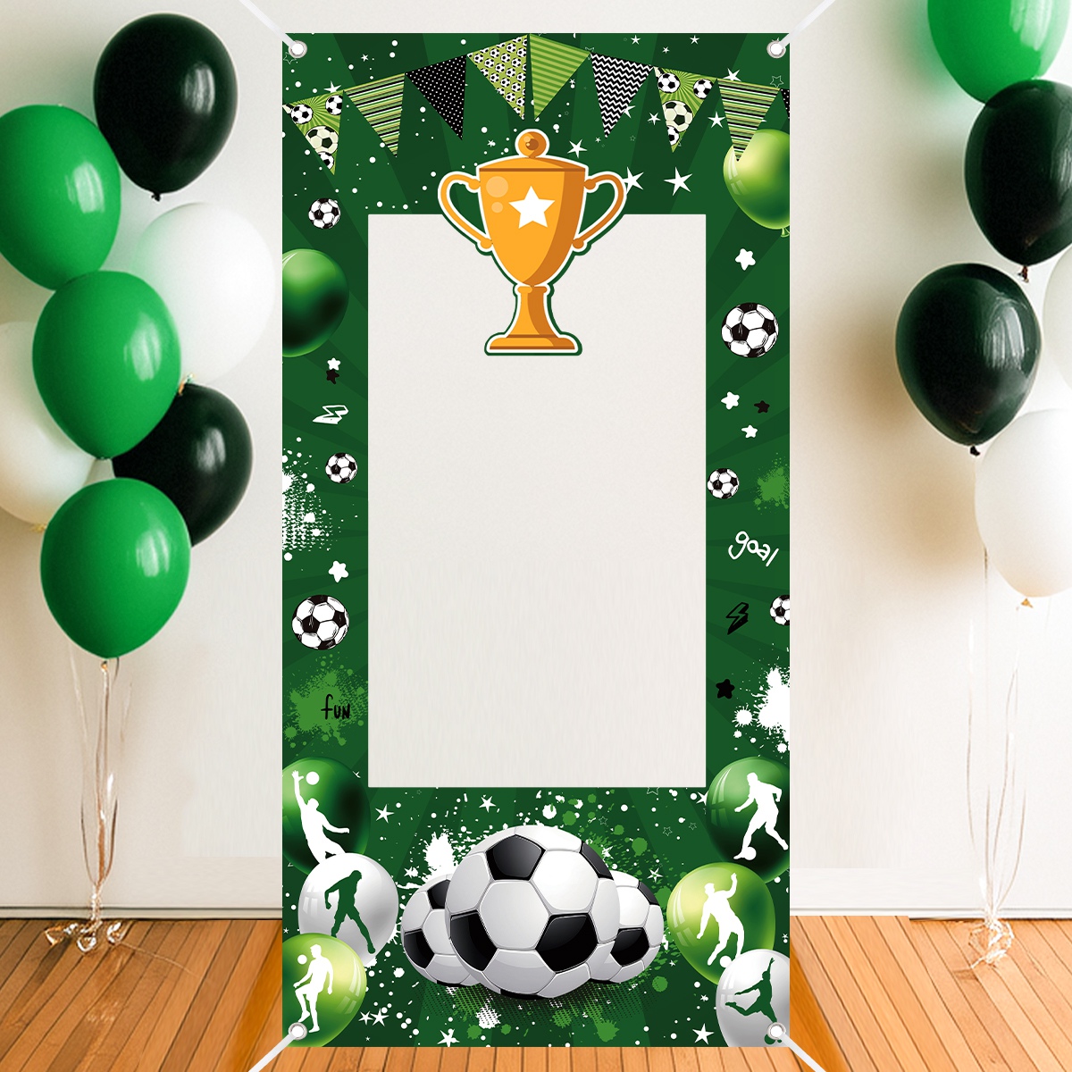1pc グリーンサッカー装飾フォトブースフレーム誕生日スポー - Photo Booth Frame のレビューと価格