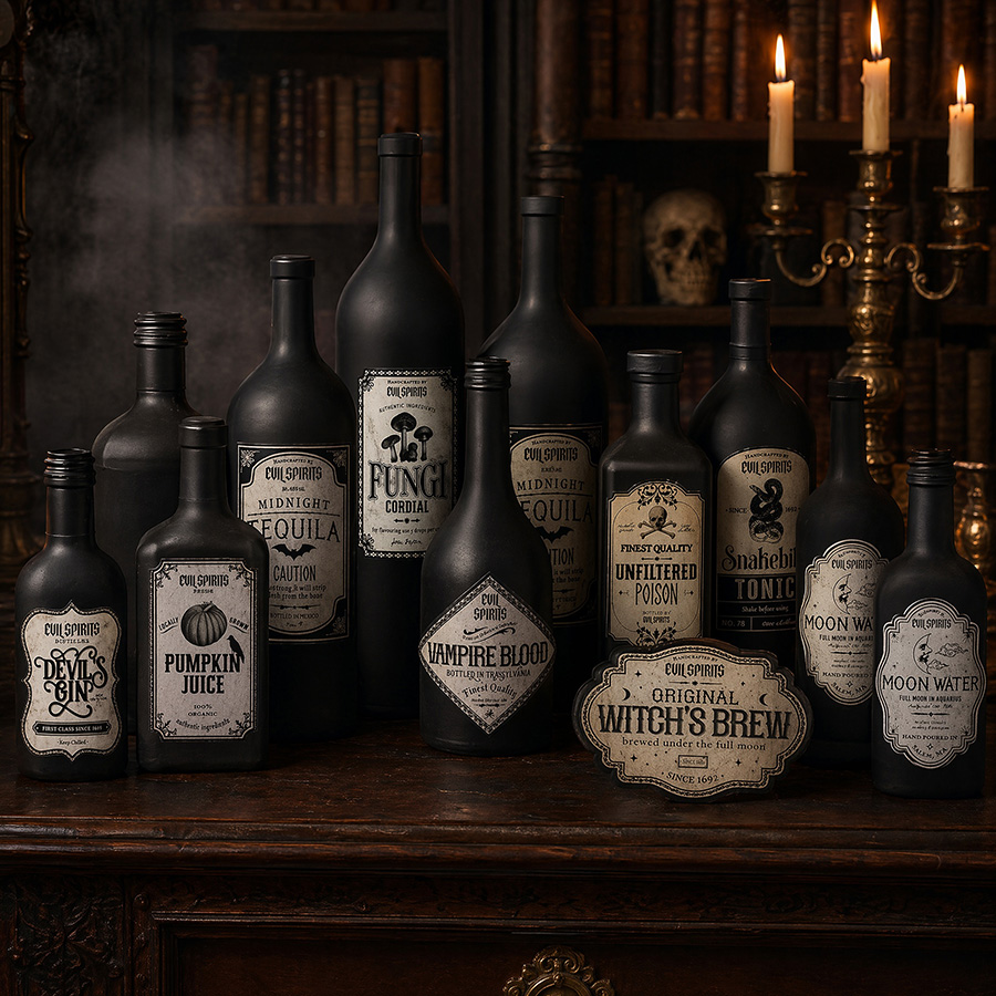 12 個ハロウィンワインボトルステッカーバー飲料ボトルラベル - Supply Event のレビューと価格