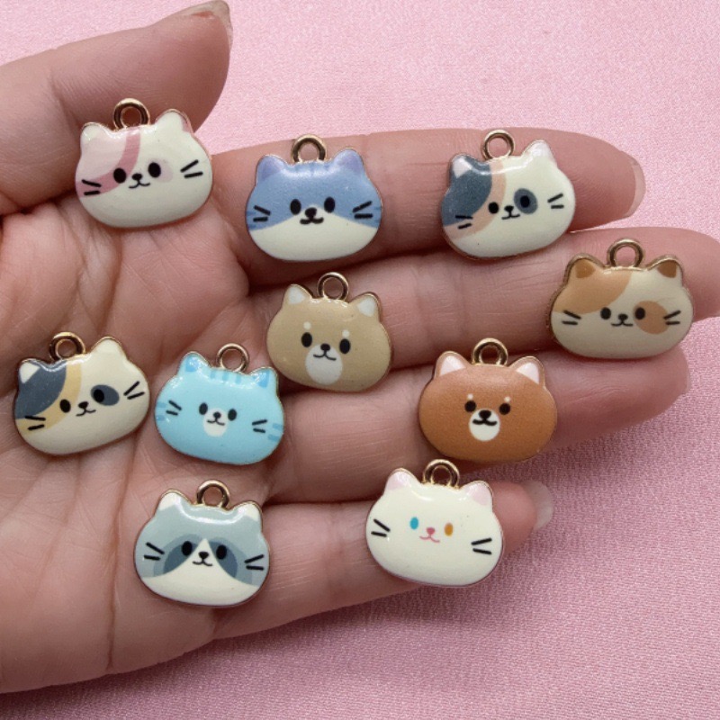 12個入りプリント猫ヘッド合金ドリップオイルペンダント、DI - Event Party のレビューと価格