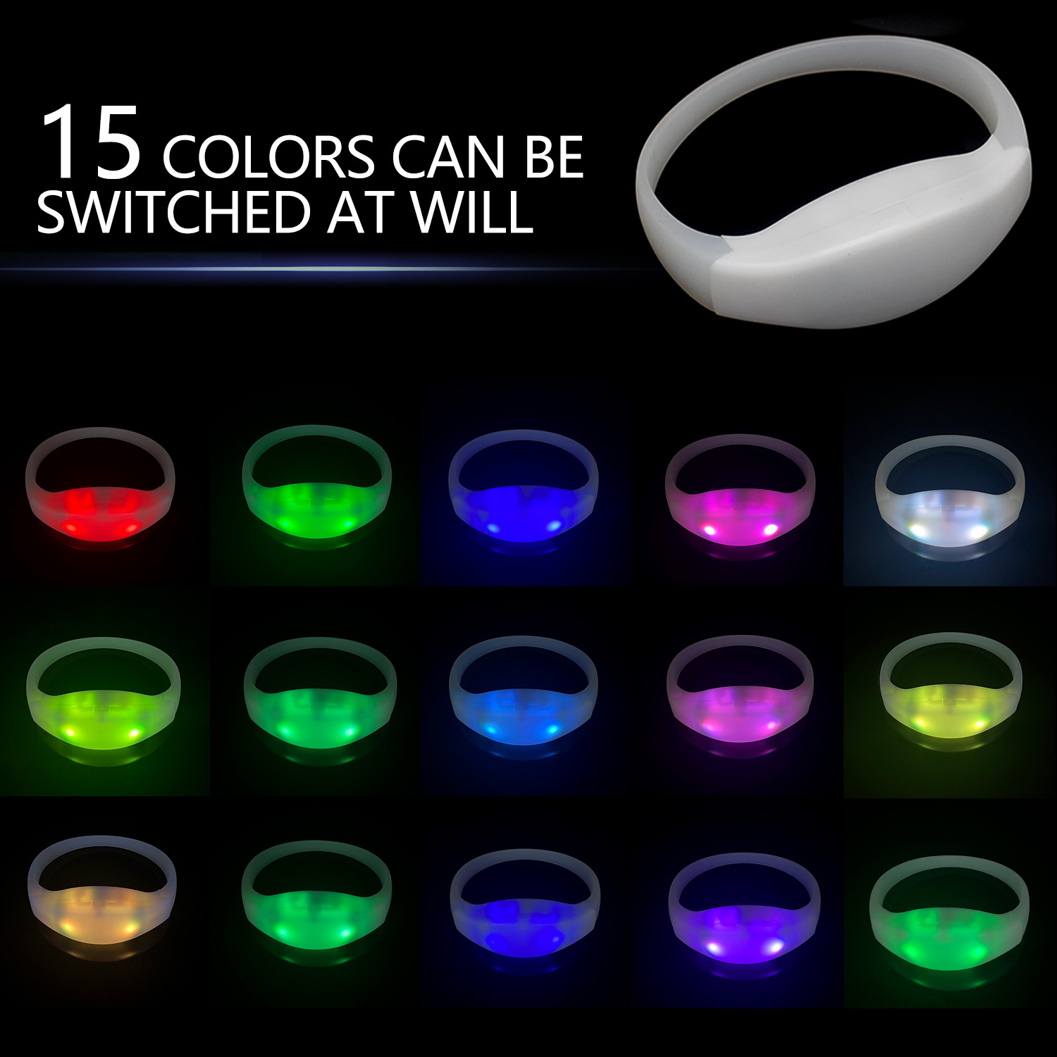 DMX発光リストバンド LEDシリコンブレスレット 43キー - Event Party Dj のレビューと価格